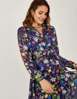 MONSOON Freida Print Shirt Dress In Sustainable Viscose Blue -Amour Fashion 22 54083861 2