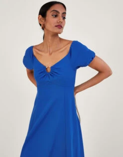 MONSOON Katie Ring Detail Bardot Dress Blue -Amour Fashion 22 54084932 2