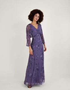 MONSOON Peggy Embellished Maxi Dress In Recycled Polyester Purple -Amour Fashion 22 54085804 1
