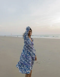 MONSOON Geometric Print Kaftan Dress In Sustainable Cotton Blue -Amour Fashion 22 54150432 6