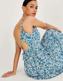 MONSOON Floral Print Strappy Maxi Dress With LENZING™ ECOVERO™ Blue -Amour Fashion 22 54150602 2