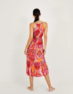 MONSOON Ikat Paisley Print Halter Midi Dress In LENZING™ ECOVERO™ Pink -Amour Fashion 22 54150910 2