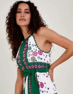 MONSOON Scarf Print Halter Midi Dress Green -Amour Fashion 22 54154507 2