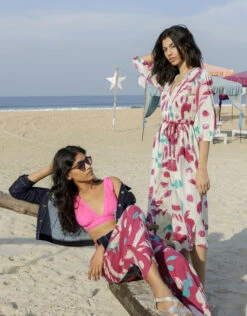 MONSOON Abstract Brushstroke Print Shirred Midi Dress In Sustainable Cotton Ivory -Amour Fashion 22 54162746 6