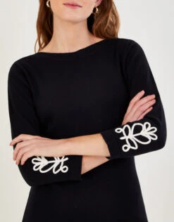 MONSOON Cornelli Smart Dress In Sustainable Cotton Black -Amour Fashion 22 54172901 2