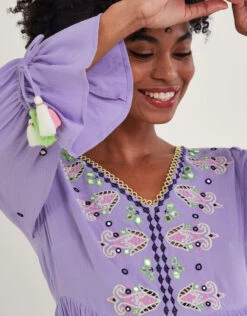MONSOON Premium Embroidered Kaftan Dress In LENZING™ ECOVERO™ Purple 10 MONSOON Premium Embroidered Kaftan Dress In LENZING™ ECOVERO™ Purple -Amour Fashion 22 54187894 2