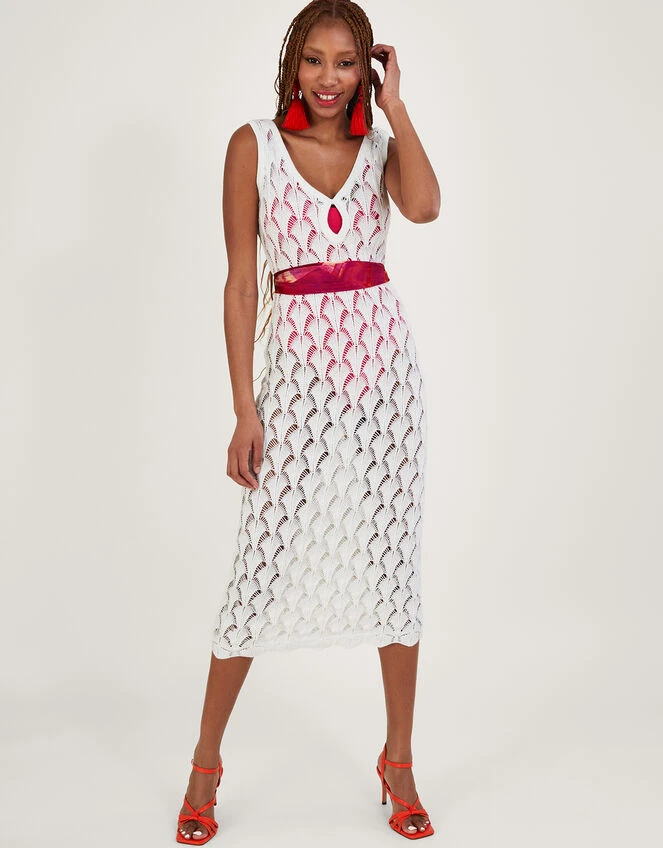 MONSOON Pointelle Stitch Beach Midi Dress Ivory 5 MONSOON Pointelle Stitch Beach Midi Dress Ivory - Image 3