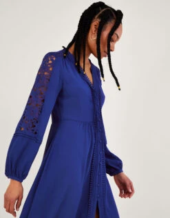 MONSOON Hope Lace Trim Dress With LENZING™ ECOVERO™ Blue -Amour Fashion 22 54270732 2