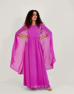 MONSOON Corinne Cape Maxi Dress In Sustainable Viscose Pink -Amour Fashion 22 54285810 1
