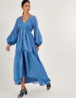 MONSOON Palmer Maxi Dress In Recycled Polyester Blue -Amour Fashion 22 54291102 2
