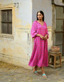 DEEBA Oozie Print Dress Pink -Amour Fashion 22 54292510 2