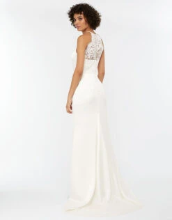 MONSOON Anne Lace Back Satin Maxi Wedding Dress Ivory -Amour Fashion 22 64020746 2