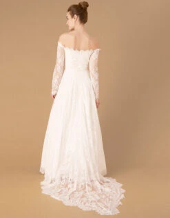 MONSOON Cecily Bridal Bardot Lace Maxi Dress Ivory -Amour Fashion 22 84013146 2