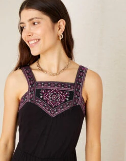 MONSOON Embroidered Jersey Hanky Hem Dress Black -Amour Fashion 23 14562901 3
