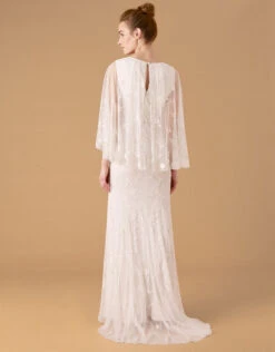 MONSOON Zoey Floral Cape Bridal Dress Ivory -Amour Fashion 23 14999046 2
