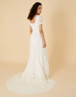 MONSOON Kim Square Neck Lace Bridal Dress Ivory -Amour Fashion 23 24284146 3
