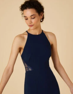 MONSOON Kiki Lace Back Crepe Maxi Dress Blue -Amour Fashion 23 24287761 3