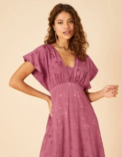 MONSOON Donna Satin Jacquard Maxi Dress Pink -Amour Fashion 23 24300473 3