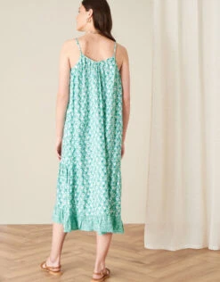 MONSOON Printed Ruffle Midi Dress Green -Amour Fashion 23 24462707 3