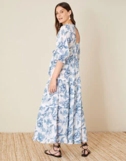 MONSOON Roxanna Floral Tiered Maxi Dress Blue -Amour Fashion 23 24464002 3
