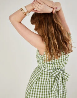 MONSOON Gingham Print Tiered Dress Green -Amour Fashion 23 34059407 3
