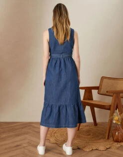 MONSOON Hemp Denim Sleeveless Tiered Dress Blue -Amour Fashion 23 34067539 3