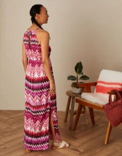 MONSOON Printed Crinkle Maxi Dress With Recycled Polyester Pink -Amour Fashion 23 34071910 3