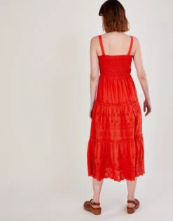 MONSOON Plain Schiffli Wide Strap Sun Dress Red -Amour Fashion 23 34102509 3