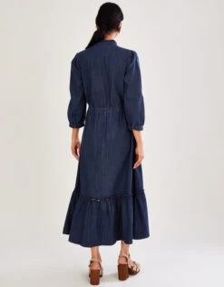 MONSOON Denim Pintuck Tiered Midi Dress Blue -Amour Fashion 23 34106739 3