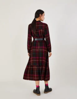 MONSOON Check Print Dress In LENZING™ ECOVERO™ Red -Amour Fashion 23 34118024 3