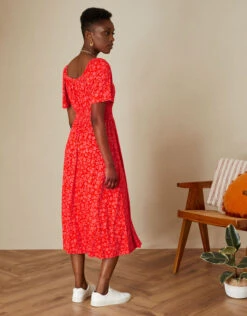 MONSOON Ditsy Print Angel Sleeve Midi Jersey Dress Red -Amour Fashion 23 34154809 3