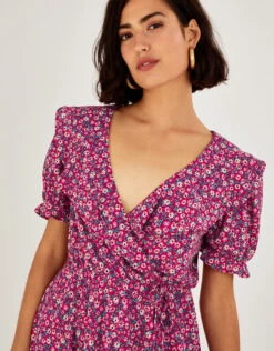 MONSOON Ditsy Print Angel Sleeve Jersey Dress Red -Amour Fashion 23 34158009 2