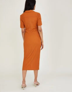 MONSOON Button Through Jersey Shirt Dress Orange -Amour Fashion 23 34163066 3