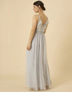 MONSOON Kathy Embroidered Maxi Dress In Recycled Polyester Silver -Amour Fashion 23 34313111 3