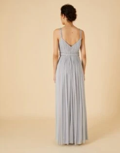 MONSOON Pleated Embellished Maxi Dress Silver -Amour Fashion 23 34315411 3