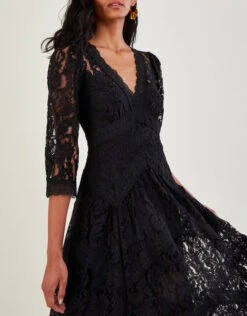 MONSOON Ellen Lace Hanky Hem Dress Black -Amour Fashion 23 34316101 2