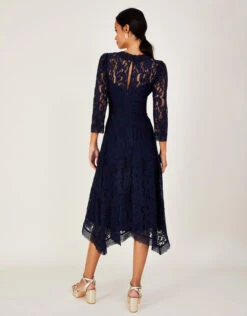 MONSOON Ellen Lace Hanky Hem Dress Blue -Amour Fashion 23 34316161 3