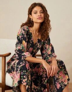 MONSOON Rosemary Tiered Midi Dress In Sustainable Viscose Black -Amour Fashion 23 34316201 3