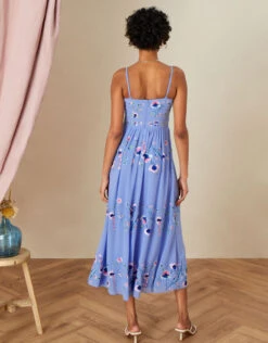 MONSOON Maeve Midi Dress In Recycled Polyester Blue -Amour Fashion 23 34319002 3