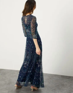 MONSOON Lily Embellished Maxi Dress In Recycled Polyester Blue -Amour Fashion 23 34320961 3