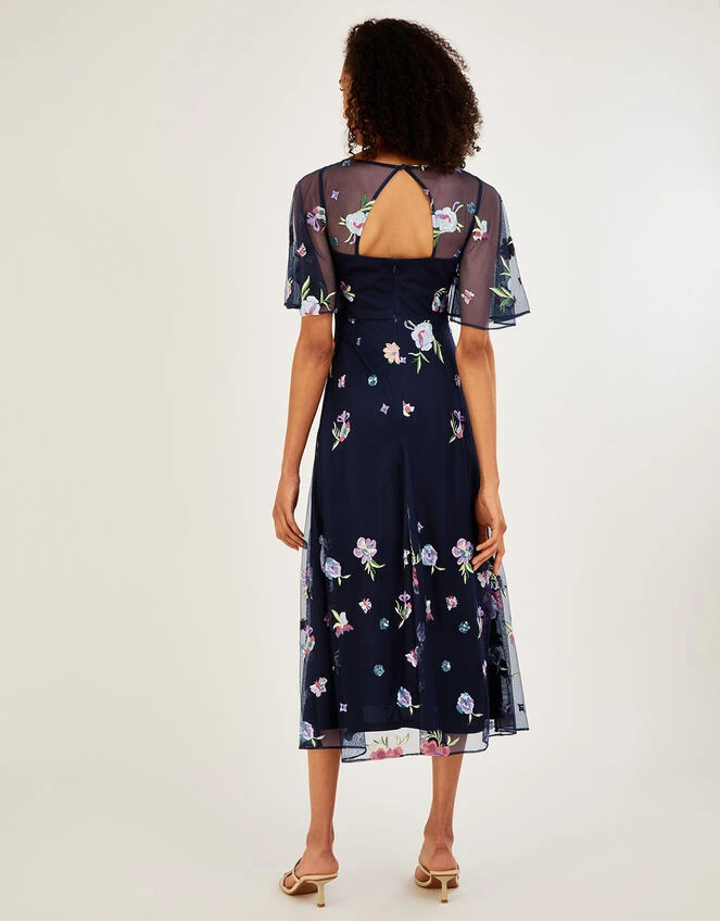 MONSOON Paula Embellished Midi Dress In Recycled Polyester Blue 5 MONSOON Paula Embellished Midi Dress In Recycled Polyester Blue - Image 3