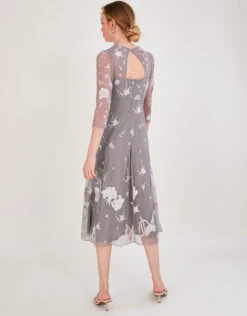 MONSOON Britta Embellished Midi Dress In Recycled Polyester Grey -Amour Fashion 23 34341603 3