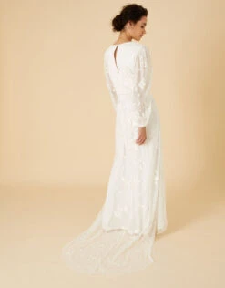 MONSOON Jennifer Long Sleeve Bridal Maxi Dress Ivory -Amour Fashion 23 34410646 3