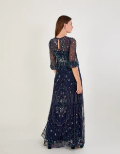 MONSOON Lily Embellished Maxi Dress With Recycled Polyester Blue -Amour Fashion 23 34515661 3