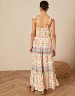 MONSOON Frill Tiered Printed Maxi Dress Orange -Amour Fashion 23 34712034 3