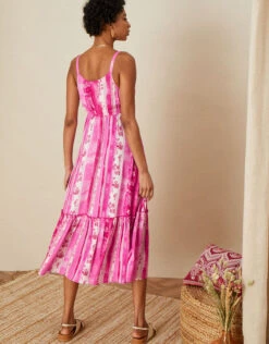 MONSOON Multi Stripe Tiered Cami Dress In LENZING™ ECOVERO™ Pink -Amour Fashion 23 34734610 3