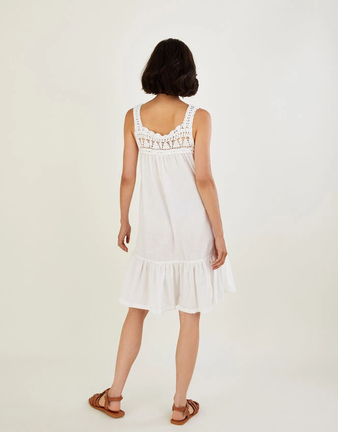 MONSOON Crochet Trim Dress In Sustainable Cotton Ivory 5 MONSOON Crochet Trim Dress In Sustainable Cotton Ivory - Image 3