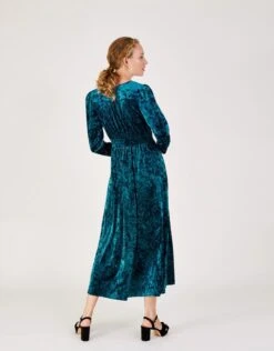MONSOON Victoria Crushed Velvet Midi Dress Teal -Amour Fashion 23 44120879 3