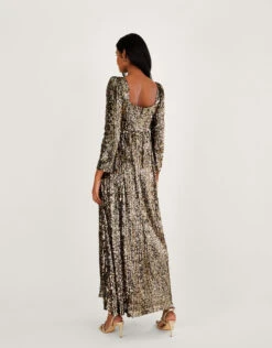 MONSOON Georgina Sequin Maxi Dress With Recycled Polyester Gold -Amour Fashion 23 44123112 3