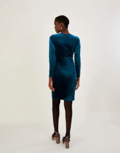 MONSOON Cece Velvet Shift Dress With Recycled Polyester Teal -Amour Fashion 23 45078479 3